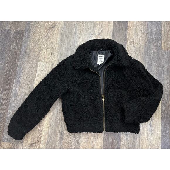 Garage Black Sherpa Cropped Fleece Jacket Size XS5 - Picture 1 of 7